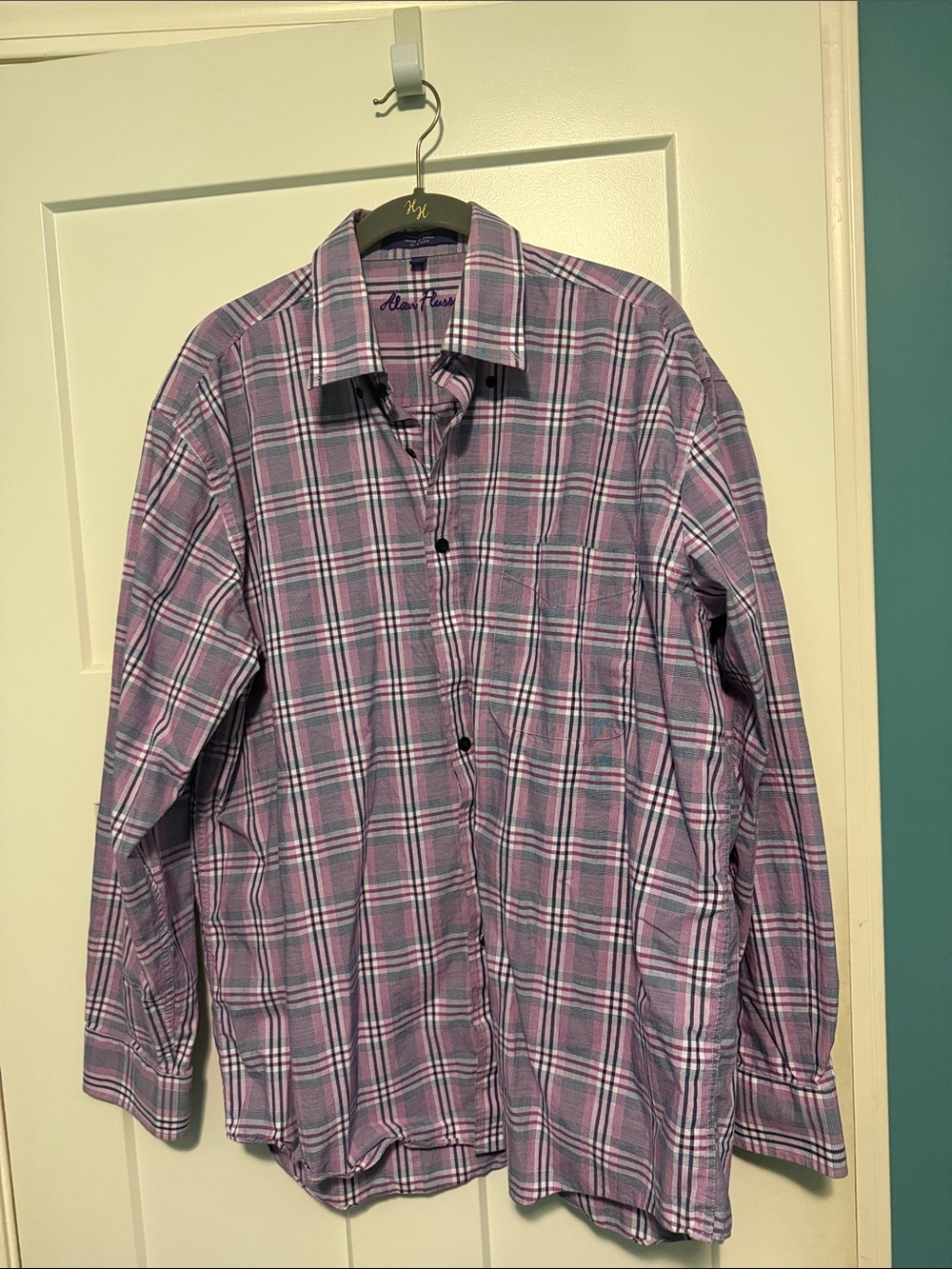 Alan Flusser Purple Plaid Button-Down Shirt